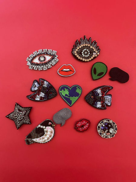 spark and rebel modular eco fashion brand upcycled brooch set casual street style in sustainable fashion on etsy