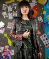 spark+rebel modular eco fashion brand upcycled leather jacket mushroom print casual street style in sustainable fashion on etsy