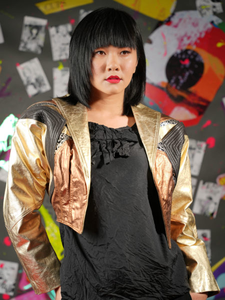 spark+rebel modular eco fashion brand upcycled vintage leather jacket metallic gold in sustainable fashion on etsy