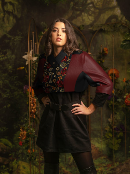 spark+rebel on dressx digital keys and roses embroidery jacket in sustainable fashion