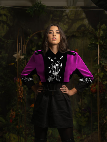 spark+rebel on dressx digital purple embroidered admiral jacket in sustainable fashion