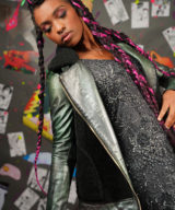 spark and rebel features upcycled green leather jacket in eco fashion