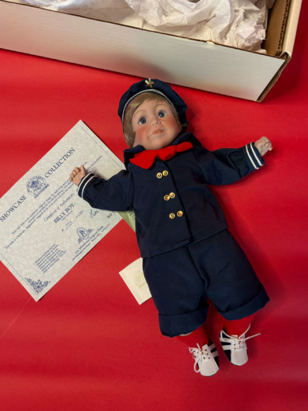 sparkpick features spark and rebel vintage doll billy lee middleton in sustainable fashion