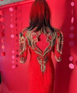 spark and rebel features silk evening gown in eco fashion