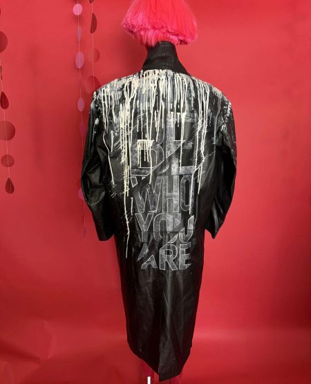 spark and rebel features upcycled leather statement coat in eco fashion