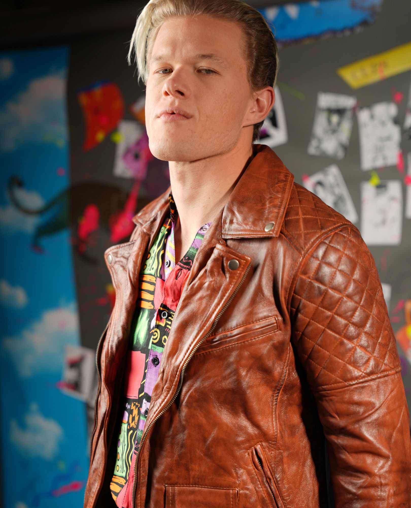 spark and rebel features brown moto jacket in eco fashion