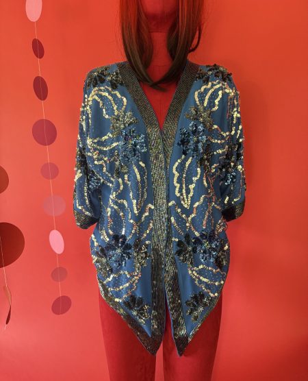 spark and rebel features sequin beaded kimono jacket in eco fashion