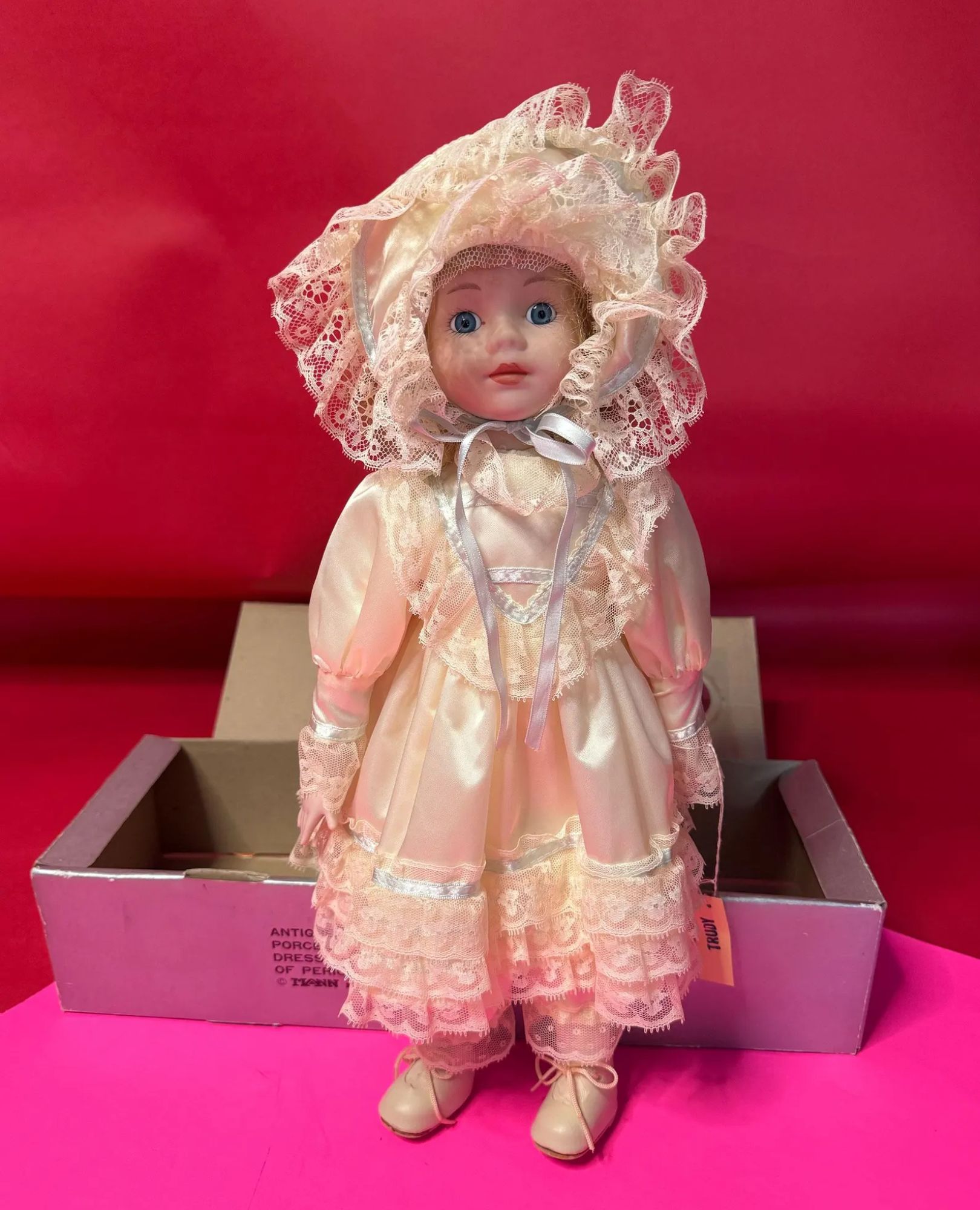 spark and rebel features vintage seymour mann porcelain doll in eco fashion