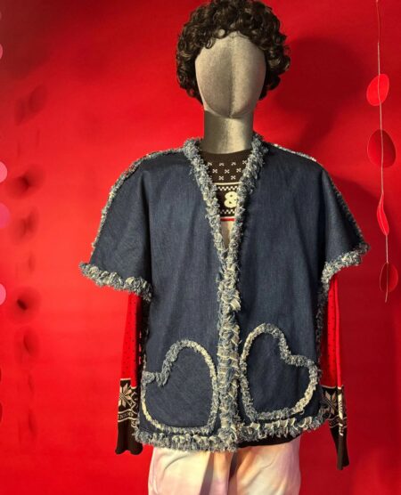 spark+rebel modular eco fashion brand vintage artisan denim fringe jacket in sustainable fashion on etsy