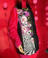 spark+rebel modular eco fashion brand hand-painted cheshire cat leather vest in sustainable fashion on etsy