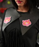 spark+rebel modular eco fashion brand handmade upcycled leather snap collar in sustainable fashion on etsy