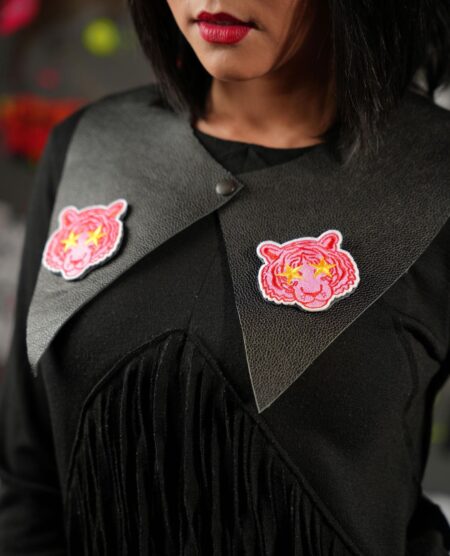 spark+rebel modular eco fashion brand handmade upcycled leather snap collar in sustainable fashion on etsy