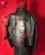 spark+rebel modular eco fashion brand upcycled hand-painted jared leto leather jacket in sustainable fashion on etsy