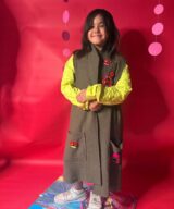 spark+rebel modular eco fashion brand upcycled monster eyes vest and windbreaker set in sustainable fashion on etsy