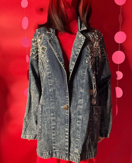 spark+rebel modular eco fashion brand vintage korean beaded sequin denim jacket in sustainable fashion on etsy