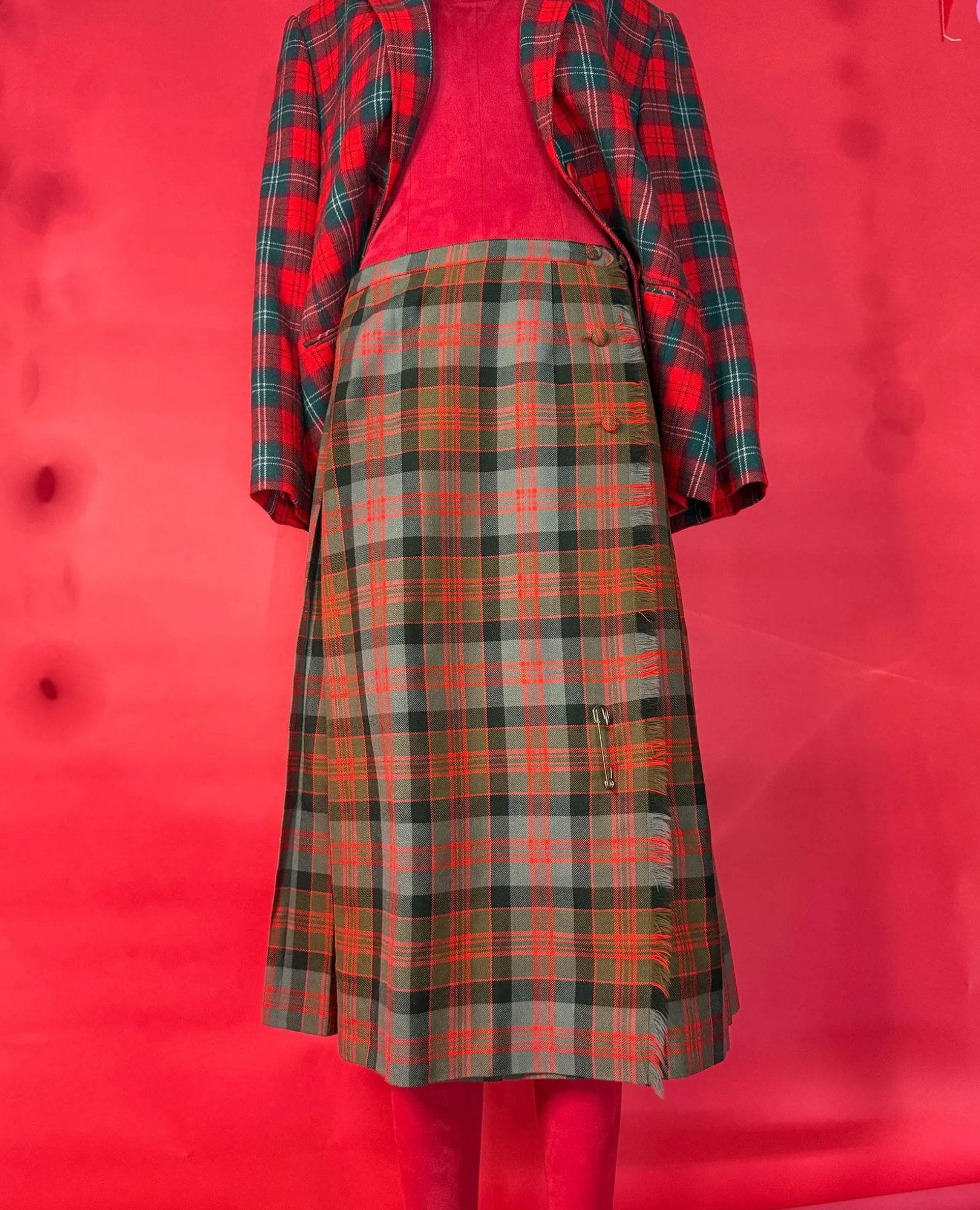 spark+rebel modular eco fashion brand vintage 1976 aljean tartan wool kilt skirt in sustainable fashion on etsy