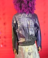 spark+rebel modular eco fashion brand upcycled born to shine leather bomber jacket in sustainable fashion on etsy