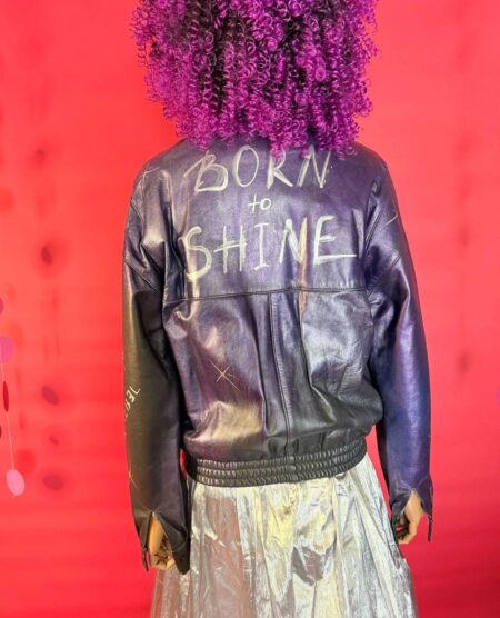 spark+rebel modular eco fashion brand upcycled born to shine leather bomber jacket in sustainable fashion on etsy