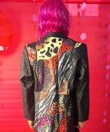 spark+rebel modular eco fashion brand upcycled surreal hand-painted leather jacket in sustainable fashion on etsy