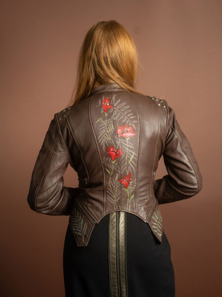 spark+rebel modular eco fashion brand upcycled hand painted flower leather art  print casual street style in sustainable fashion on etsy