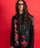 spark+rebel modular eco fashion brand upcycled modular leather jacket mushroom print casual street style in sustainable fashion on etsy