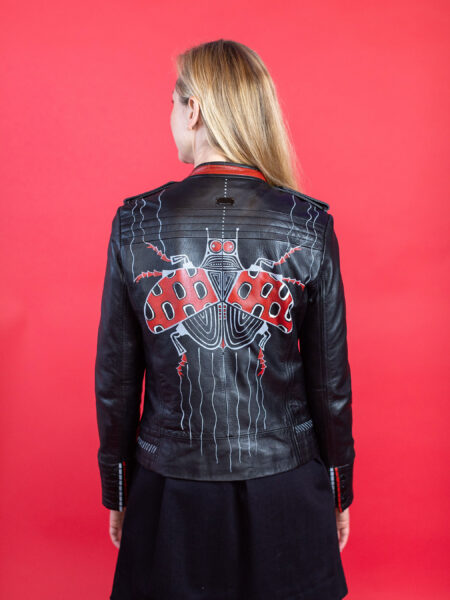 spark+rebel modular eco fashion brand upcycled hand painted bug leather art  print casual street style in sustainable fashion on etsy